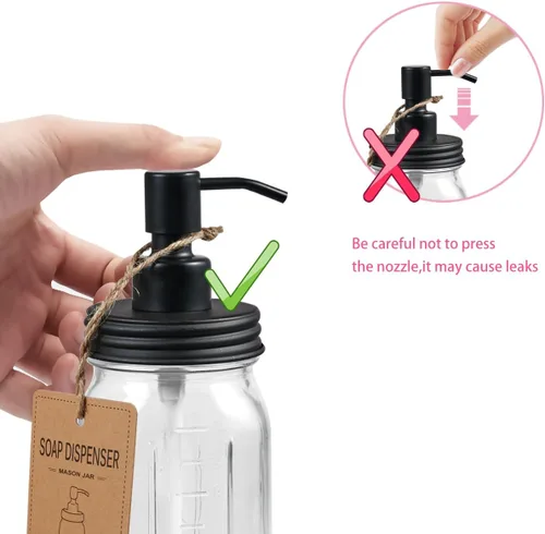 Miniatura 3 de SheeChung Mason Jar - Juego de accesorios de baño, 2 piezas, dispensador de jabón, soporte para cepillo de dientes, decoración de baño, decoración