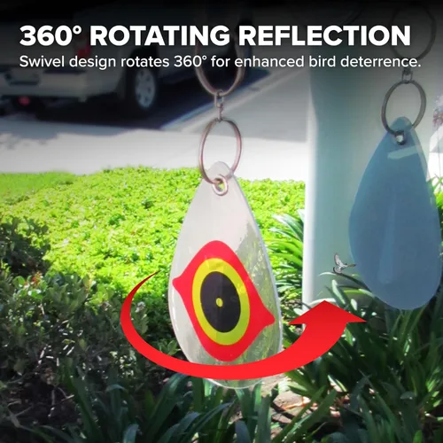 Miniatura 4 de Bird B Gone - Desviadores reflectantes para pájaros - Juego de 5 - Papel de aluminio disuasorio imita los ojos de depredador - Asusta a los pájaros
