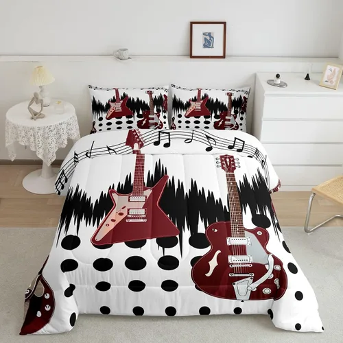 Miniatura 23 de Castle Fairy Juego de edredón de botas de vaquero, tamaño individual, juego de ropa de cama bohemio con guitarra musical para niños y niños