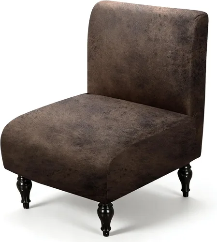 Miniatura 10 de ANARACHON Armless Accent Chair Cover Slipcover,Faux Leather Armless Slipper Chair Cover, Washable Non-Slip Furniture Protector and Home Decor for