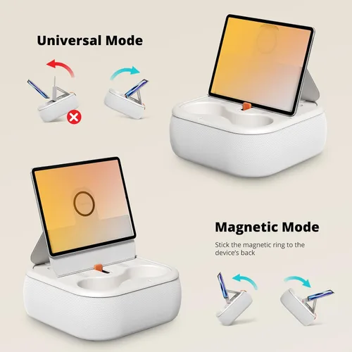 Miniatura 6 de SupeDesk Soporte magnético de almohada para tableta, soporte de regazo para tablet con dos anillos magnéticos, compatible con teléfonos de 4 a 13