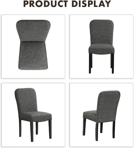 Miniatura 16 de Homepop Silla de comedor con detalles festoneados, sillas de comedor Parsons tapizadas, muebles decorativos para el hogar, tejido gris claro