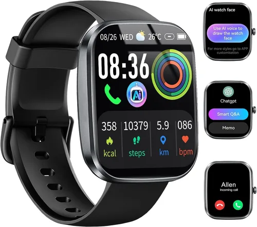uaue Reloj inteligente AI con ChatGPT, reloj inteligente de llamadas Bluetooth de 1.91 pulgadas para hombres y mujeres, más de 110 modos de fitness,