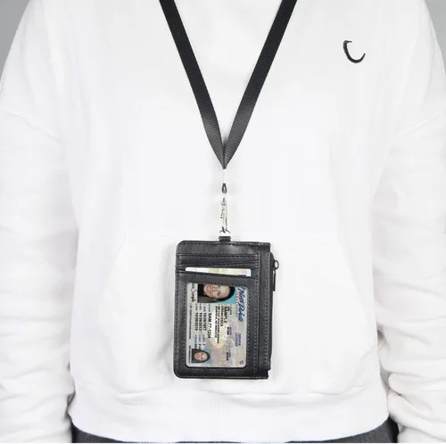 Miniatura 7 de Teskyer - Cartera minimalista delgada, soporte para tarjetas de crédito con bloqueo RFID, compartimento frontal de piel para documentos