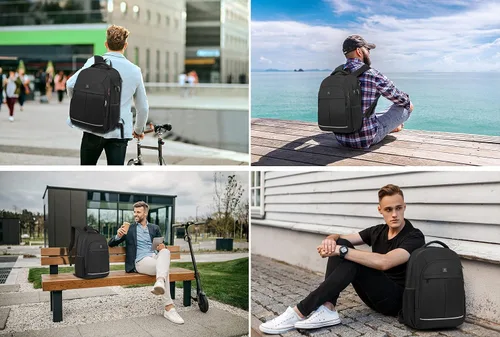 Miniatura 8 de Mochila para laptop, mochila de transporte, duradera y amigable con la TSA para viajes de negocios de 17.3 pulgadas con puerto USB, mochila escolar