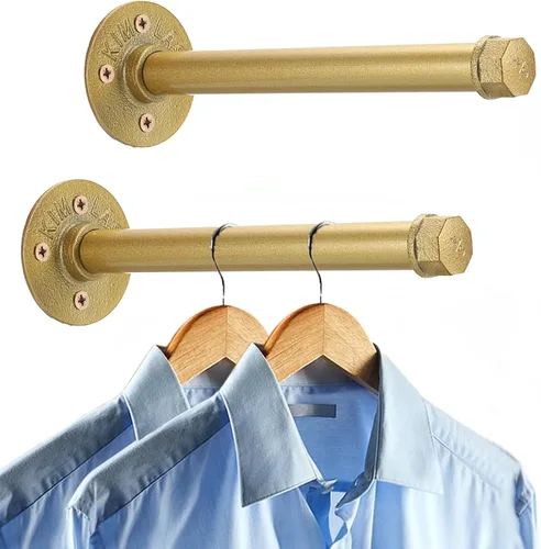 Miniatura 9 de Sumnacon 2 Piezas Barra de Ropa de Tubo Industrial de 5.9 Pulgadas – Perchero de Metal Rústico de Servicio Pesado con Tornillos, Soporte para Ropa