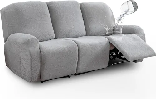 Miniatura 34 de vctops Funda repelente al agua para silla reclinable de 4 piezas con bolsillo lateral, diseño de hojas de jacquard, elástica, suave, protector