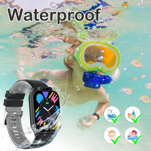 Miniatura 5 de Reloj inteligente para niños de 1.85" con rastreador de fitness y sueño, reloj inteligente para niños resistente al agua IP68, regalos para niños
