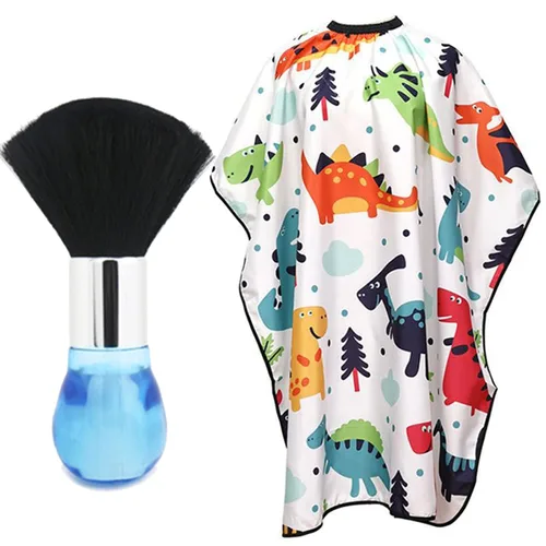 Miniatura 8 de Cepillo de plumero de cuello de peluquero Mango de madera con gancho para corte de cabello... (cepillo de cuello+cepillo de peine dorado)