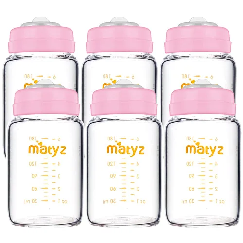 Miniatura 7 de Matyz Contenedores de vidrio para almacenamiento de leche materna, paquete de 4, botella de 6 onzas, aptos con bomba Spectra Medela Avent - Botella