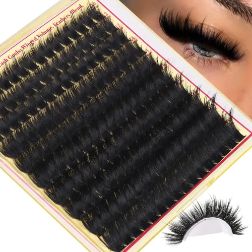 Extensiones de racimos de pestañas voluminosas con racimos de manga puntiagudos, 300D, pestañas de 10-18 mm de grosor, extensiones de pestañas de