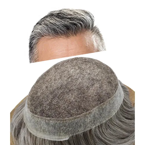 Miniatura 63 de Sistema de reemplazo de cabello de encaje francés para hombre, piezas de cabello de aspecto natural, color negro, marrón, rubio, gris, protesis