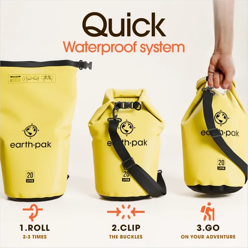 Miniatura 5 de Earth Pak Bolsa Seca Impermeable - Mochila Impermeable de Cierre Enrollable Superior Mantiene el Equipo Seco para Kayak con Funda Impermeable