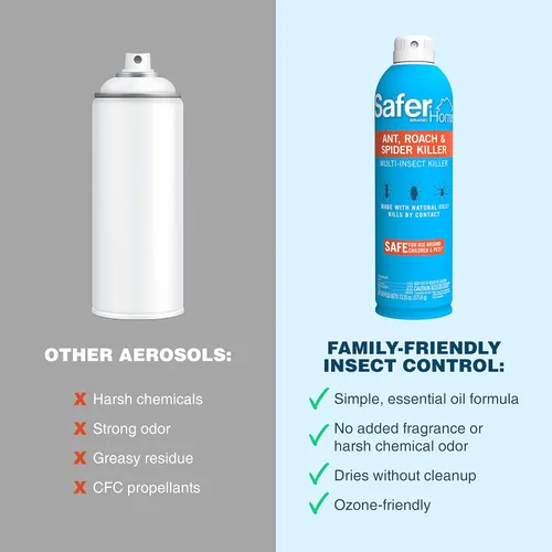 Miniatura 9 de Safer SH111 - Aerosol para hormigas, cucarachas, arañas, moscas, peces plateados y pulgas, sin CFC, hecho con aceites naturales, espray de 13.25