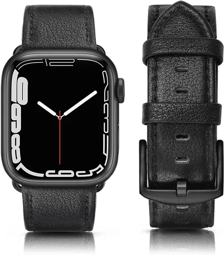 Miniatura 13 de Correa de cuero compatible con correas de Apple Watch de 1.811 in, 1.772 in, 1.732 in, 1.654 in (Serie 1/2/3) para hombres y mujeres, correa