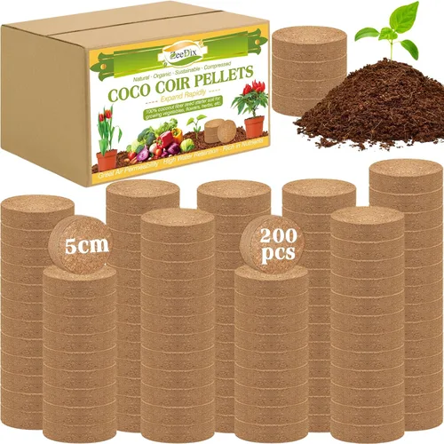 Miniatura 15 de ZeeDix Paquete de 50 pellets de iniciación de semillas de coco orgánico de 1.181 in, discos de tierra de fibra de coco comprimido, mezcla de tierra
