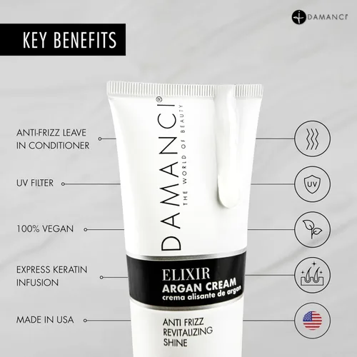 Miniatura 4 de DAMANCI Crema de argán, crema para peinar el cabello y acondicionador sin enjuague, suaviza el cabello y antiencrespamiento, con aceite de argán