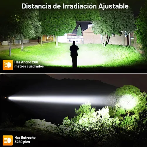 Miniatura 6 de MILAOSHU Linternas Recargables de 90000 Altos Lúmenes, Batería de 10000 ɱAh, Linterna LED con Luz Cob para el Hogar, Súper Brillante, 7 Modos
