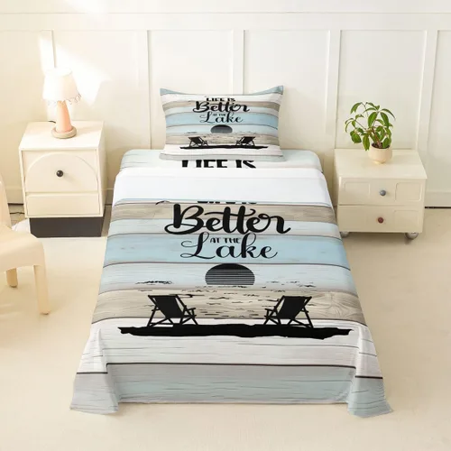 Miniatura 9 de Erosebridal Juego de sábanas de ancla náutica, sábanas de brújula oceánica, tamaño individual para niños, adolescentes, adultos, decoración
