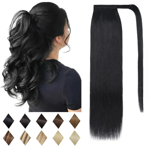 Miniatura 21 de SEGO Pinza de Gancho Extensión de Cola de Caballo Extensiones de Cabello Humano con Pinza para Cola de Caballo Extensiones de Cabello Real de Cola
