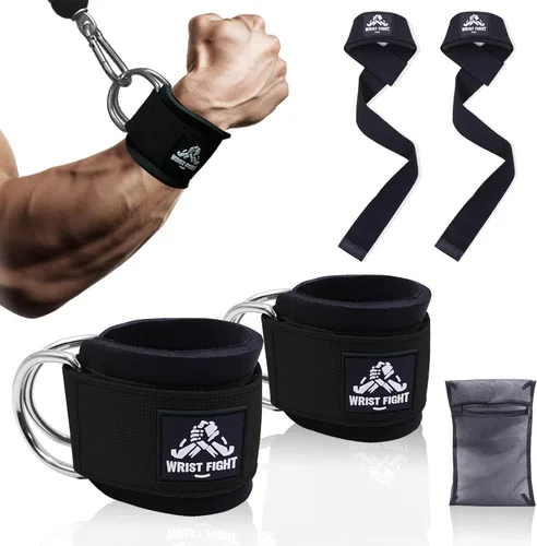 Juego de muñequeras con doble anillo en D correas de elevación con bolsa de lavado de malla, para entrenamientos de máquina de cable, elevaciones