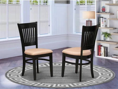 Miniatura 2 de East West Furniture VAC-BLK-C Vancouver Sillas de Comedor - Sillas de Madera Tapizadas en Tela de Lino, Juego de 2, Negro