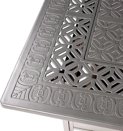 Miniatura 7 de Mesa cuadrada de aluminio para fogata de propano de 42 x 42 pulgadas con cuentas de vidrio, dos tapas, tapa, 57,000 BTU en acabado blanco Gris