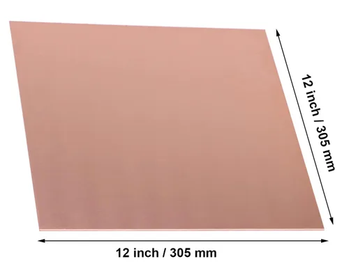 Miniatura 2 de 1 lámina de cobre puro, 12 x 12 pulgadas, calibre 20 (0.032 pulgadas/0.032 in) de grosor, sin arañazos, película protectora en ambos lados