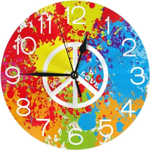 Miniatura 13 de Reloj de pared redondo tribal étnico teñido anudado, silencioso, sin tictac, relojes decorativos de cuarzo a pilas, relojes de escritorio Teñido