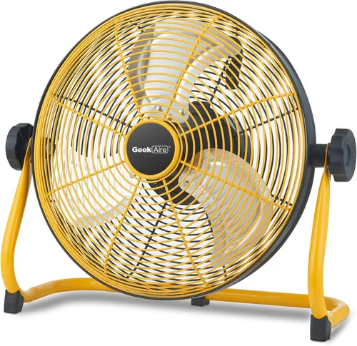 Geek Aire Ventilador portátil de 12" a batería con aspas de metal, inclinación vertical de 360°, ventilador inalámbrico de 24h de duración para