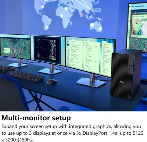 Miniatura 6 de Dell Pro Tower Plus QBT1250 - Escritorio empresarial, Intel Core Ultra 5-235, RAM DDR5 de 16 GB, SSD PCIe de 512 GB, DVDRW, 3x4K DP, Copilot AI