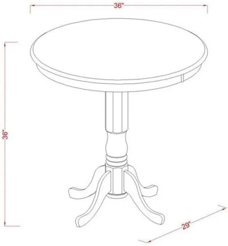 Miniatura 5 de East West Furniture JAGR3-OAK-W - Juego de mesa de comedor de 3 piezas de altura de encimera de cocina contiene una mesa redonda de madera con Roble