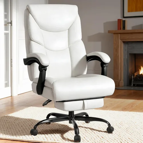 Miniatura 2 de WAILOR Silla de oficina de 400 libras con reposapiés, silla de oficina reclinable grande y alta con soporte lumbar, silla de computadora de piel