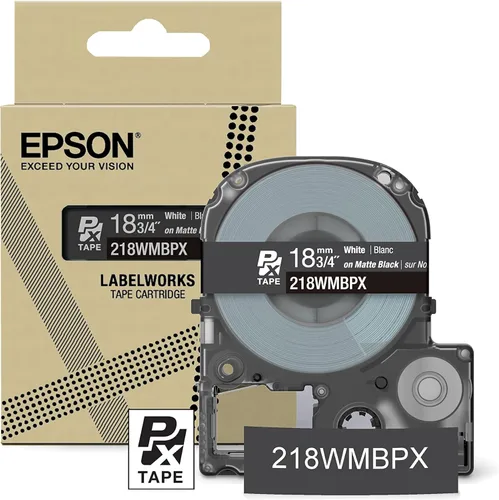Miniatura 8 de Epson LABELWORKS 218BMBEPX - Cartucho de cinta de PET (poliéster), color negro sobre beige mate, 3/4 pulgadas de ancho, 26 pies