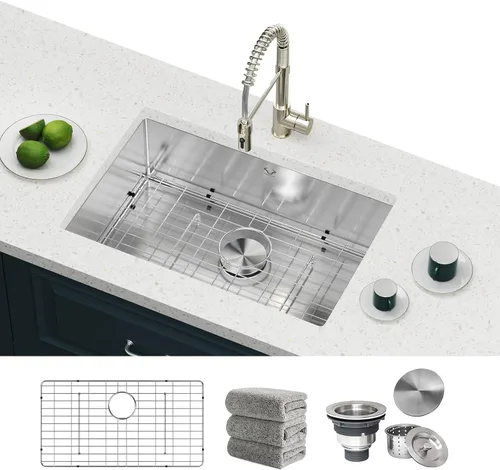 Miniatura 18 de Fregaderos de cocina 23x18 pulgadas Fregadero de cocina empotrado Fregadero de acero inoxidable 16 calibre Juegos de fregaderos de un solo tazón