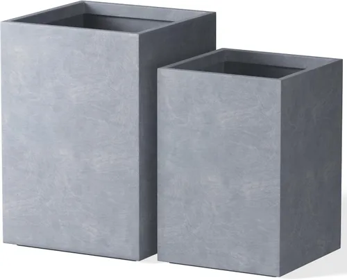 Miniatura 15 de Kante Macetas rectangulares de hormigón de 18.5 pulgadas de alto, macetas ligeras para interiores y exteriores con orificio de drenaje y tapón