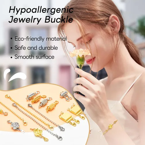Miniatura 5 de 16 cierres magnéticos de joyería y collar con cierre de capas, extensores de collar de oro y plata, múltiples tamaños y estilos, extensores