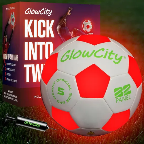 Miniatura 14 de GlowCity Balón de fútbol que brilla en la oscuridad - Tamaños 3, 4, 5 para niños, adolescentes y adultos - Balón de fútbol que se ilumina con 2