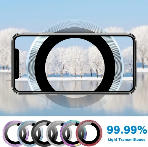 Miniatura 3 de Protector de lente de cámara compatible con iPhone 15 y 15 Plus, cubierta antiarañazos, protector de lente de vidrio templado 9H, protector de Negro