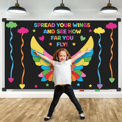 Miniatura 48 de Conjunto de Tablero de Anuncios Bombilla Keep Shining, Decoración Motivacional para el Aula, Regreso a la Escuela, Recortes de Papel Temáticos