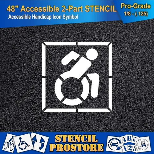 Miniatura 3 de Plantillas de pavimento – 48 pulgadas – Plantilla de símbolo de icono accesible con borde – 48 x 48 x 1/8 pulgadas (128 mil) – Grado profesional