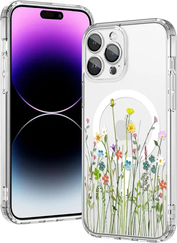 Miniatura 39 de OOK Magnetic for iPhone 17 Case Clear Pretty Flower Girls Women [Not Yellowing][Screen Protector] [ MagSafe Compatible] with Full Camera Lens