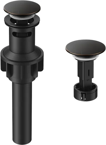 Miniatura 16 de Drenaje de lavabo de baño con desbordamiento, tapón universal para lavabo de baño, drenaje de plástico de drenaje rápido con colador 2 x negro mate
