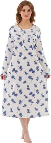 Miniatura 3 de Keyocean. - Camisón largo para mujer, de algodón, suave, ligero, ropa de dormir y de descanso para el verano.