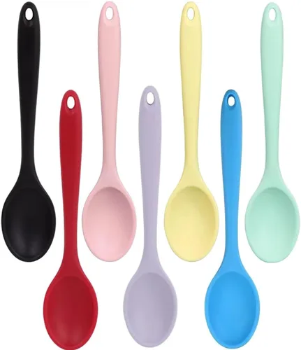 Miniatura 9 de Vituer - Juego de 7 cucharas de silicona para servir, resistentes al calor, cucharas de cocina antiadherentes para cocinar, cucharas de servir