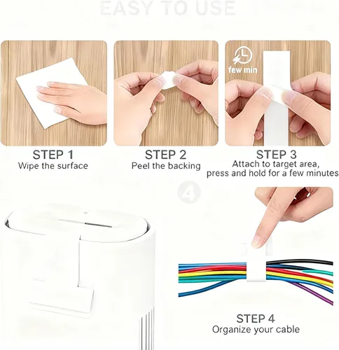 Miniatura 3 de Sujetacables de gancho y bucle, organización de cables debajo del escritorio, nuevo tipo ajustable de gancho estable, artículos esenciales