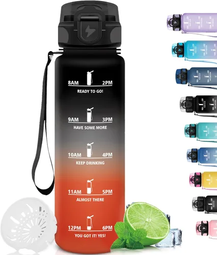 Miniatura 33 de Botella de agua – 16.9 fl oz – Botella de agua para niños, botella de sorbete a prueba de fugas, botella deportiva con marcador de tiempo, botella