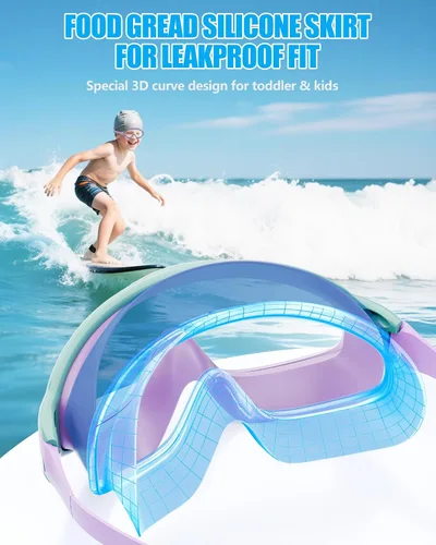 Miniatura 6 de Aegend Nuevo paquete de 2 gafas de natación de visión amplia para niños, gafas antivaho/anti-UV sin fugas con tapones para los oídos para niños de 3