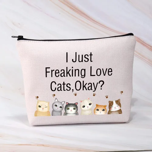 Miniatura 4 de BDPWSS Bolsas de maquillaje para amantes de los gatos, regalo para mamá, bolsa de viaje Crazy Cat Lady Bolsa de viaje para dueño de gatos, regalo