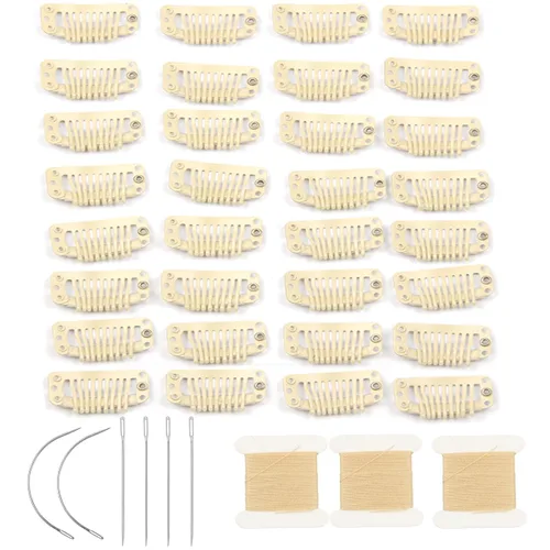 Miniatura 5 de 20 clips de metal a presión para extensiones de cabello DIY con clip, 9 dientes, 0.04 oz/pieza, 9 dientes, 0.04 oz/pieza, color marrón oscuro Marrón